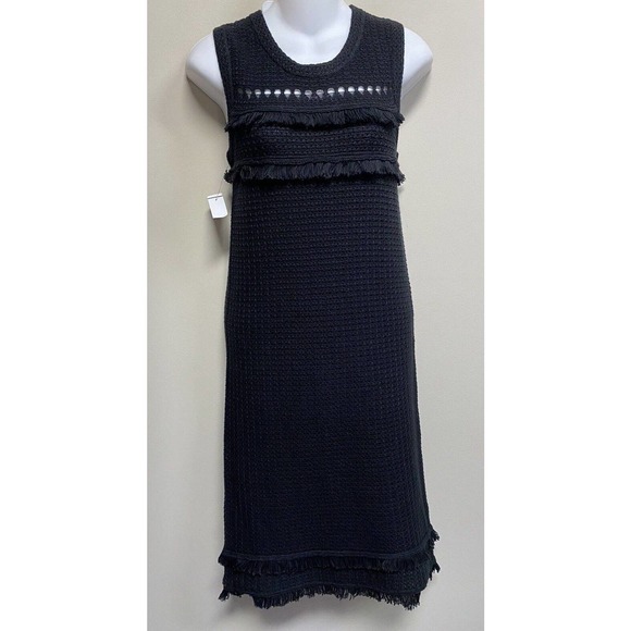 NWT~ J. Crew Sleeveless‎ Fringed Sweater Dress Black~XS